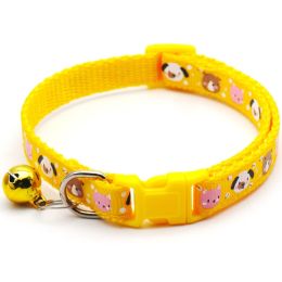 Cartoon Printed Cat Collar With Bell (Color: yellow)