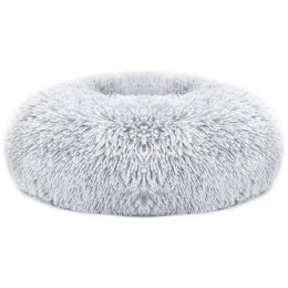 Pet Dog Bed Soft Warm Fleece Puppy Cat Bed Dog Cozy Nest Sofa Bed Cushion M Size (Color: Gray)