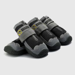 Pet Non-Skid Booties, Waterproof Socks Breathable Non-Slip with 3m Reflective Adjustable Strap Small to Large Size (4PCS/Set) Paw Protector (Color: Black)