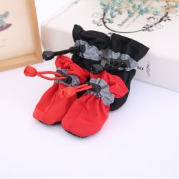 4pcs Dog Shoes; Large Pet Waterproof Chihuahua Anti-slip Boots Puppy Cat Socks Botas S/M/L/XL (Color: White)