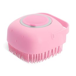 Pet Dog Shampoo Massager Brush Cat Massage Comb Grooming Scrubber Shower Brush For Bathing Short Hair Soft Silicone Brushes (Color: pink)