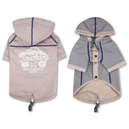 Touchdog 'Cloudburst' Waterproof Reversible Dog Raincoat (Color: Light Grey)