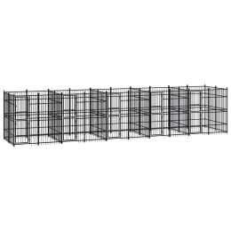 Outdoor Dog Kennel Steel 198.4 ftÂ¬â‰¤ (Color: Black)