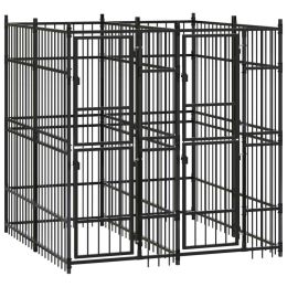 Outdoor Dog Kennel Steel 39.7 ftÂ² (Color: Black)