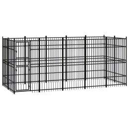 Outdoor Dog Kennel Steel 99.2 ftÂ¬â‰¤ (Color: Black)