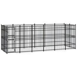 Outdoor Dog Kennel Steel 119 ftÂ² (Color: Black)