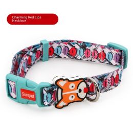 Latex Neck Protection Dog Collar Bite-proof Protector Medium Large Dog Collar Pet Collar (Option: Charming Red Lip Collar-L)