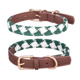 Soft Woven Prismatic Plaid Dog Collar (Option: Green-S)