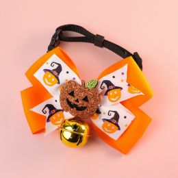 Pet Cat Dog Pumpkin Bow Tie Big Bell Decorations (Option: Orange Bell-XL45to78cm)