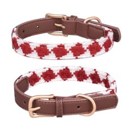 Soft Woven Prismatic Plaid Dog Collar (Option: Red-L)